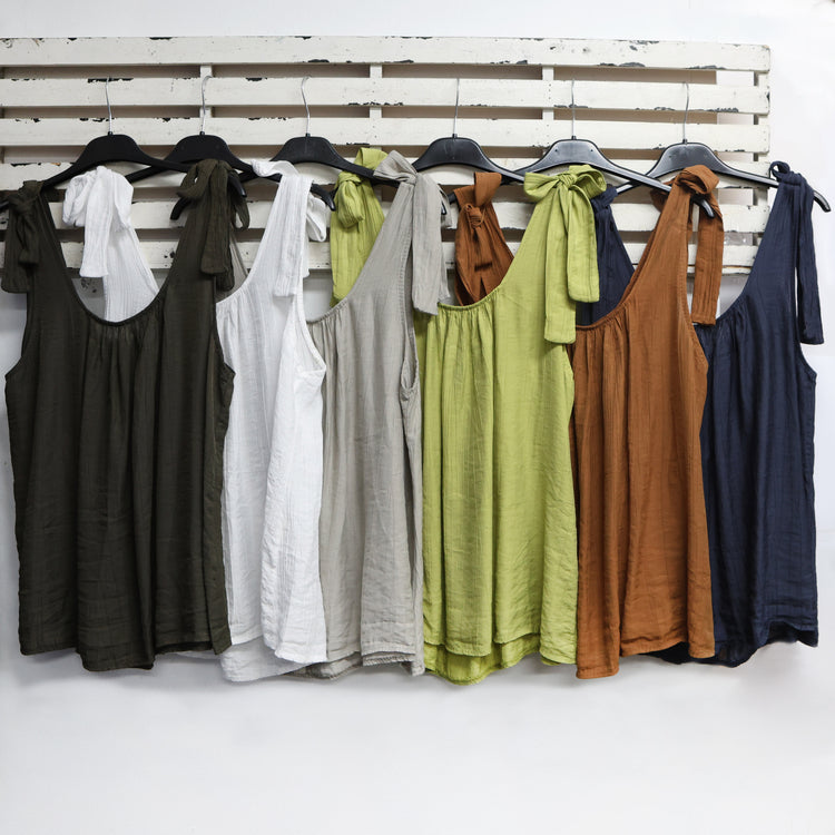 Chocolate  mixed blend  sleeveless top with tie detail 2 per pack  G98017CH