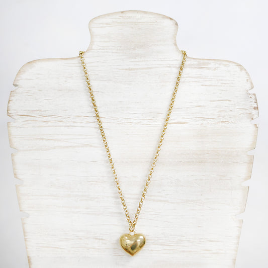 Stainless steel chunky heart belcher necklace 2 per pack   RX001