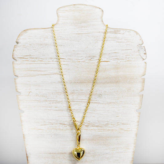 Brass chain with chunky heart 2 per pack    RX003