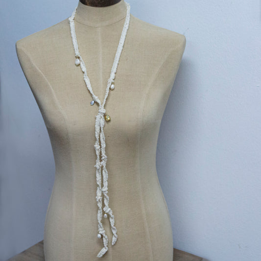 Natural cord necklace with pearl charms 2 per pack       FX901405