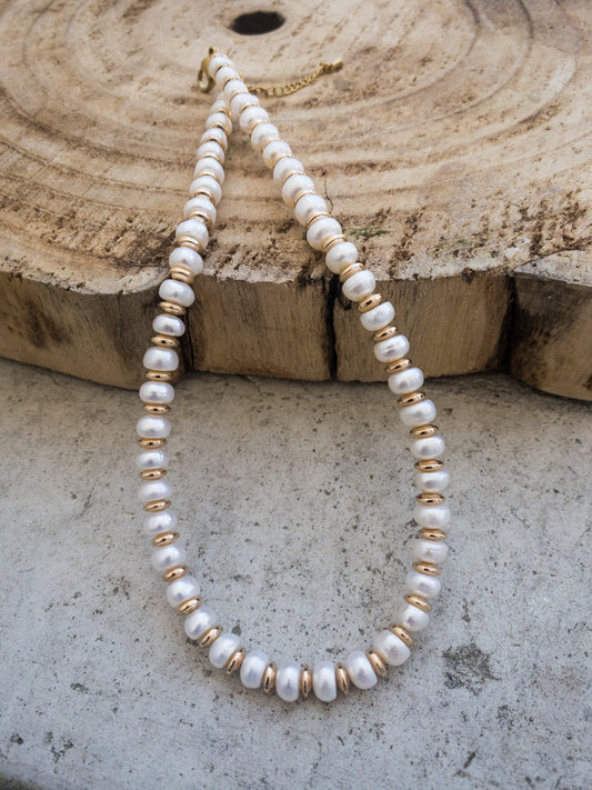 Pearl and gold necklace  (price for 2 pieces)